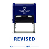 Revised By Date Self Inking Rubber Stamp