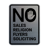 Portrait Round No Sales, No Religion, No Flyers, No Soliciting Wall or Door Sign