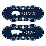 Designer Boars and Sows, Novelty Restroom (Set of 2) Wall or Door Signs