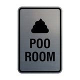 Portrait Round Poo Room Sign with Adhesive Tape, Mounts On Any Surface, Weather Resistant