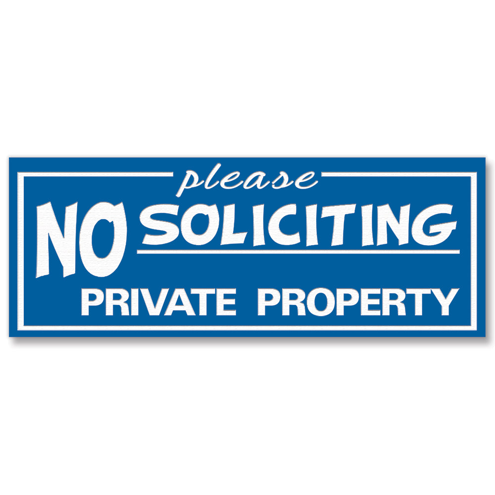 All Quality "Please No Soliciting Private Property" Engraved Sign, 2" x 5"