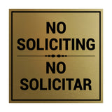 Square No Soliciting No Solicitar Sign with Adhesive Tape, Mounts On Any Surface, Weather Resistant