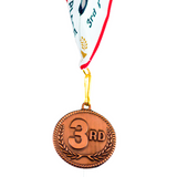 3rd Place High Relief Bronze Medal Award - Includes Ribbon