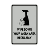 Portrait Round Wipe Down Your Work Area Regularly Sign
