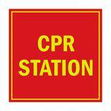 Signs ByLITA Square CPR Station Sign with Adhesive Tape, Mounts On Any Surface, Weather Resistant, Indoor/Outdoor Use