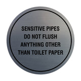 Circle Sensitive Pipes Do Not Flush Anything Other Than Toilet Paper Wall or Door Sign