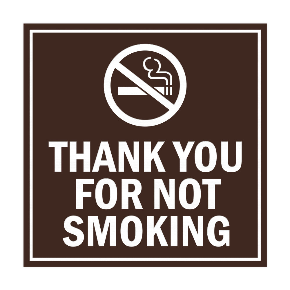 Signs ByLITA Square Thank You For Not Smoking Sign with Adhesive Tape, Mounts On Any Surface, Weather Resistant, Indoor/Outdoor Use