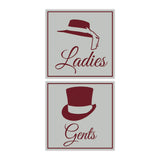 Square ladies and gents sign set with Adhesive Tape, Mounts On Any Surface, Weather Resistant