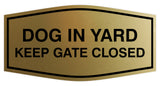 Fancy Dog In Yard Keep Gate Closed Sign