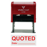 Red Quoted With Date Line Self-Inking Office Rubber Stamp