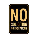 Portrait Round No Soliciting No Exceptions Sign