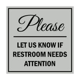 Signs ByLITA Square Please Let Us Know If Restroom Needs Attention Sign