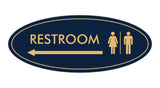 Oval Restroom Left Arrow Sign