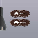 Designer Boars and Sows, Novelty Restroom (Set of 2) Wall or Door Signs