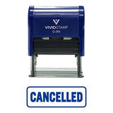 Blue Cancelled W/Border Office Self-Inking Office Rubber Stamp