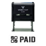 Paid W/ Check Icon Self Inking Rubber Stamp