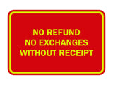 Signs ByLITA Classic Framed No Refund No Exchanges Without Receipt Sign