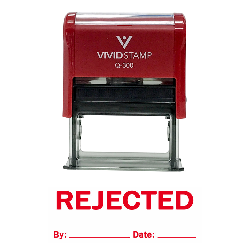 Red Rejected By Date Self Inking Rubber Stamp