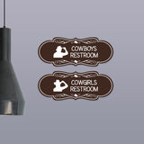 Designer Cowgirls and Cowboys Restroom Signs, (Set of 2) Wall or Door Signs