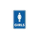 Signs ByLITA Portrait Round Girls (female bathroom icon) Sign with Adhesive Tape, Mounts On Any Surface, Weather Resistant, Indoor/Outdoor Use