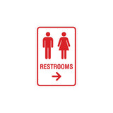 Portrait Round Restrooms Right Arrow Sign