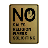 Portrait Round No Sales, No Religion, No Flyers, No Soliciting Wall or Door Sign
