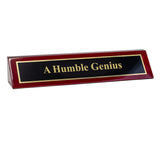 Piano Finished Rosewood Novelty Engraved Desk Name Plate 'A Humble Genius', 2
