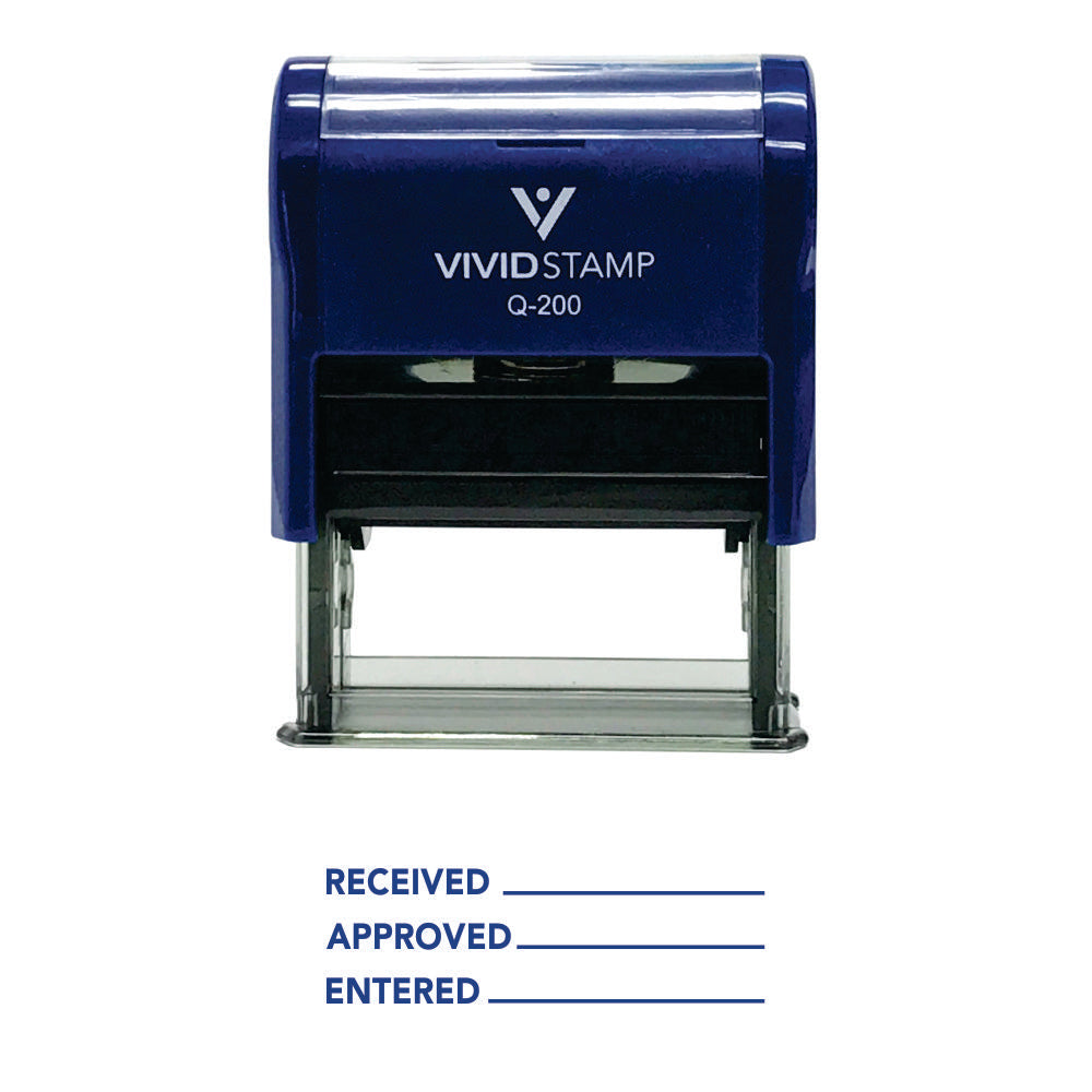 Blue Received Approved Entered Self Inking Rubber Stamp