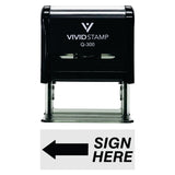 Black Sign Here Left Arrow Self-Inking Office Rubber Stamp