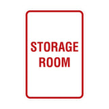 White / Red Portrait Round Storage Room Sign