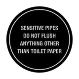 Circle Sensitive Pipes Do Not Flush Anything Other Than Toilet Paper Wall or Door Sign