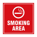 Square Smoking Area Sign with Adhesive Tape, Mounts On Any Surface, Weather Resistant