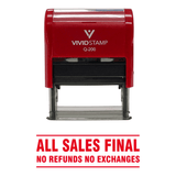 Red All Sales Final No Refunds No Exchanges Self Inking Rubber Stamp