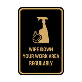 Portrait Round Wipe Down Your Work Area Regularly Sign
