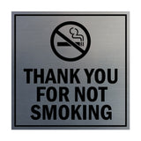 Signs ByLITA Square Thank You For Not Smoking Sign with Adhesive Tape, Mounts On Any Surface, Weather Resistant, Indoor/Outdoor Use