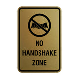 Portrait Round No Handshake Zone Sign