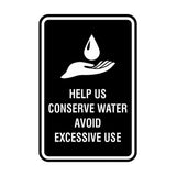 Signs ByLITA Portrait Round Help Us Conserve Water Avoid Excessive Use Sign with Adhesive Tape, Mounts On Any Surface, Weather Resistant, Indoor/Outdoor Use