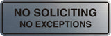 Standard No Soliciting No Exceptions Sign