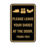 Portrait Round Please leave your shoes at the door thank you Sign with Adhesive Tape, Mounts On Any Surface, Weather Resistant