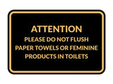 Signs ByLITA Classic Framed Attention Please Do Not Flush Paper Towels or Feminine Products in Toilets