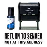 Black Return To Sender Not At This Address Self Inking Rubber Stamp Combo With Refill