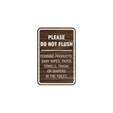 Portrait Round please do not flush etiquette Sign with Adhesive Tape, Mounts On Any Surface, Weather Resistant
