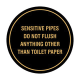 Circle Sensitive Pipes Do Not Flush Anything Other Than Toilet Paper Wall or Door Sign