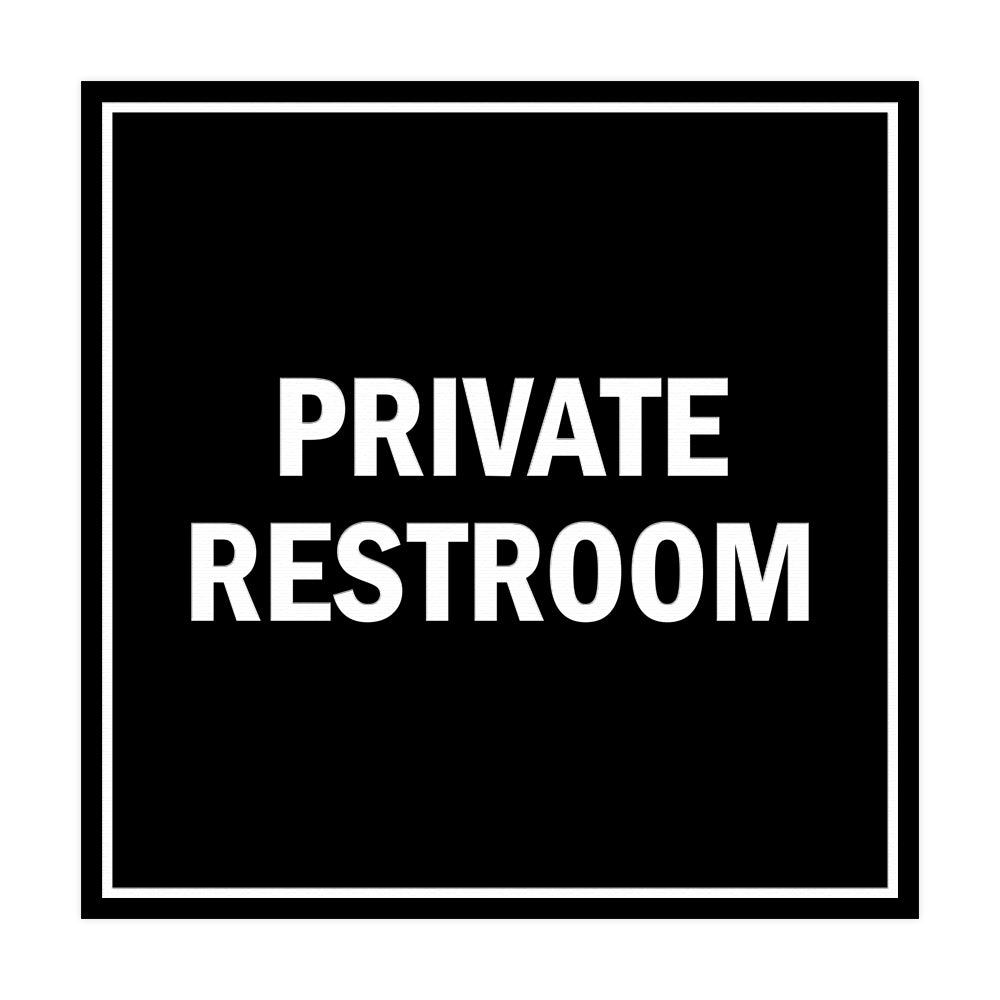 Square Private Restroom Sign with Adhesive Tape, Mounts On Any Surface, Weather Resistant