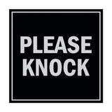 Square Please Knock Sign with Adhesive Tape, Mounts On Any Surface, Weather Resistant