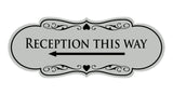 Designer Reception This Way Left Arrow Wall or Door Sign
