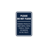 Portrait Round please do not flush etiquette Sign with Adhesive Tape, Mounts On Any Surface, Weather Resistant
