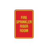 Portrait Round Fire Sprinkler Riser Room Sign with Adhesive Tape, Mounts On Any Surface, Weather Resistant