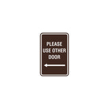 Portrait Round please use other door left arrow Sign with Adhesive Tape, Mounts On Any Surface, Weather Resistant