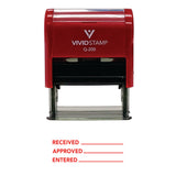 Red Received Approved Entered Self Inking Rubber Stamp